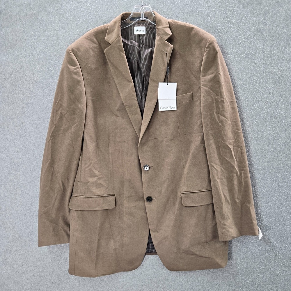 Calvin Klein Men Suit 44‎ Brown Blazer Two Button Slim Fit Pockets NWT